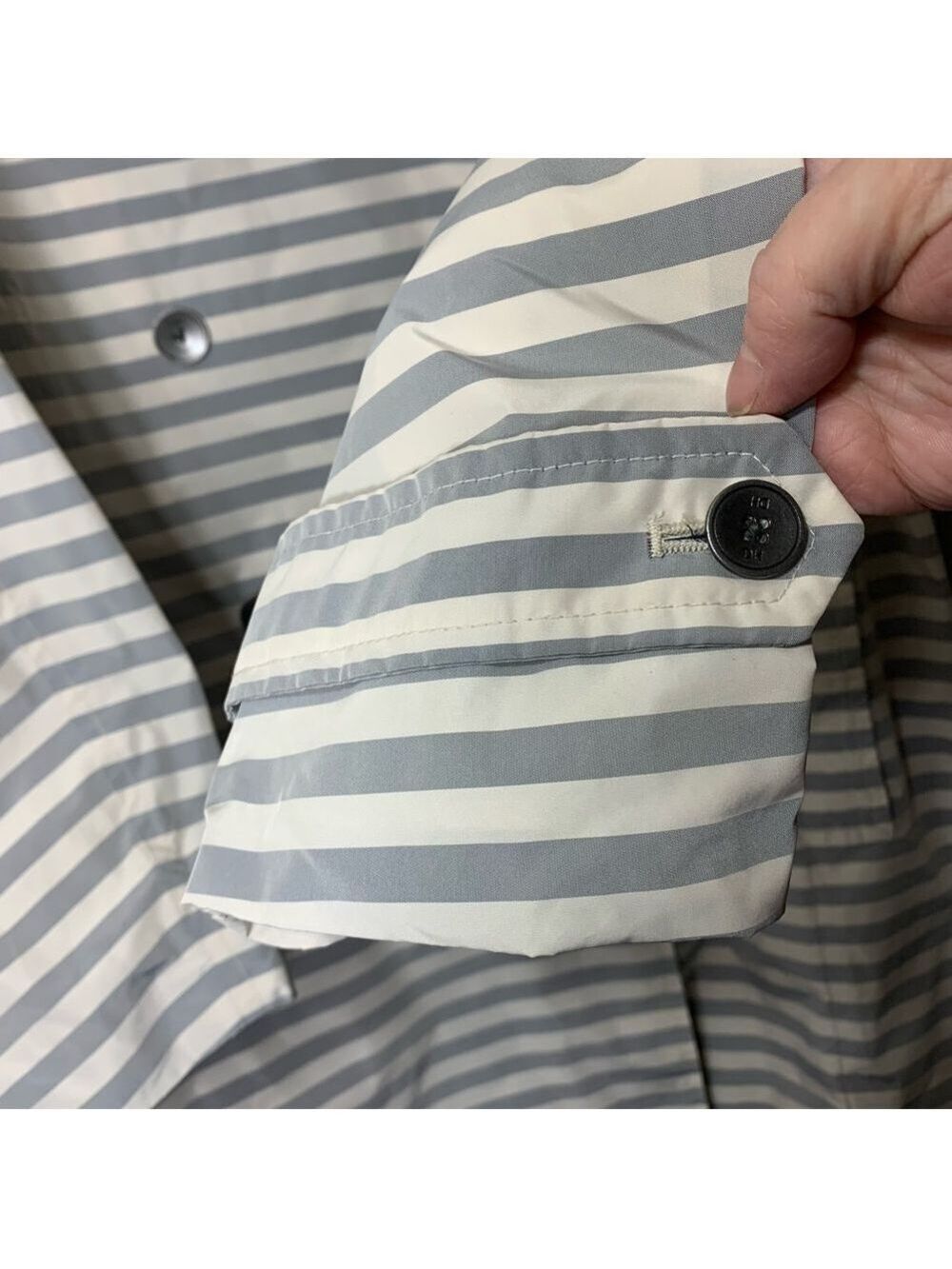 D Hayes Trench Coat Windbreaker Sz 2XL Gray White Striped Water repellant - Picture 6 of 16